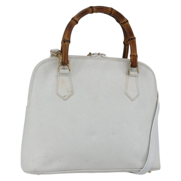 Gucci Handbags - GUCCI Bamboo Hand Bag Leather White Gold Auth ki6188